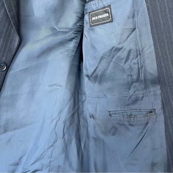 Vintage Jonathan Bryan Wool Blazer Made in Canada | Jack Fraser | Navy Pinstripe - Picture 5 of 11